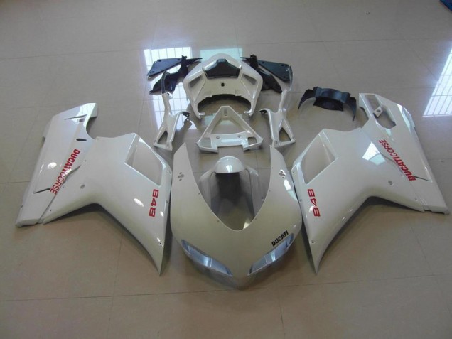 Ducati 848 1098 1198 2007-2014 - Perl Weiß Rote Aufkleber Ducati 848 1098 1198 2007-2014 - Perl Weiß Rote Aufkleber