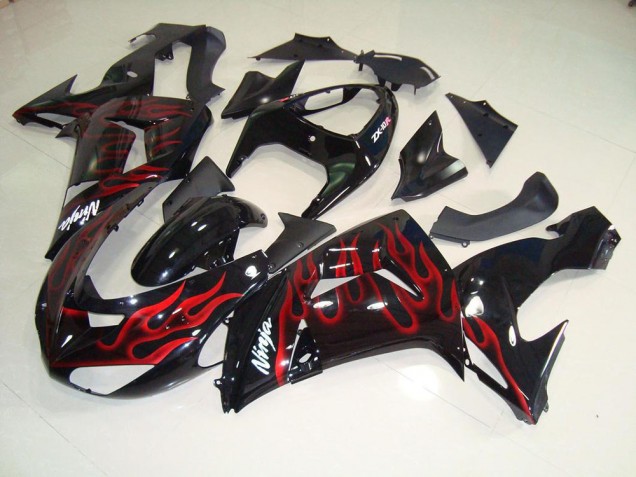 Kawasaki ZX10R 2006-2007 - Schwarz rote Flamme