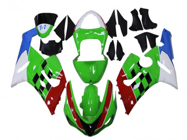 Kawasaki ZX6R 2005-2006 - Grün Rot Weiß Blau