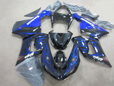 Kawasaki ZX6R 2005-2006 - Schwarz Blau Flammen Ninja 636