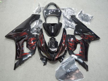Kawasaki ZX6R 2005-2006 - Schwarz rote Flamme