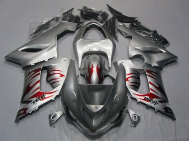 Kawasaki ZX6R 2005-2006 - Silber Rot Flamme Ninja