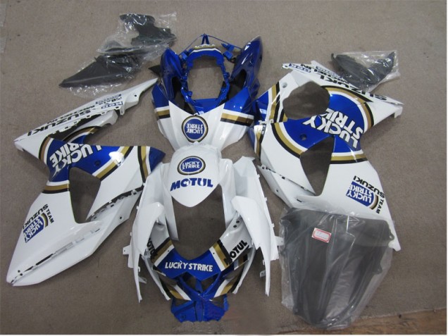 Suzuki GSXR 1000 K9 2009-2016 - Weiß Lucky Strike Blau Motul Suzuki GSXR 1000 K9 2009-2016 - Weiß Lucky Strike Blau Motul