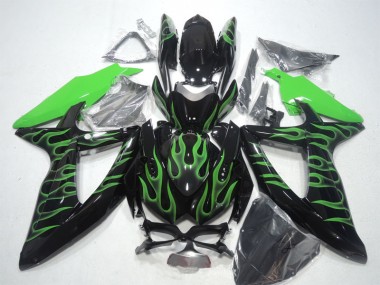 Suzuki GSXR 600 K8 2008-2010 - Schwarze Grüne Flamme
