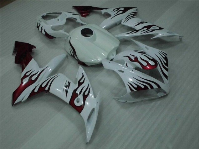Yamaha R1 2004-2006 - Weiß Rot Flamme Yamaha R1 2004-2006 - Weiß Rot Flamme