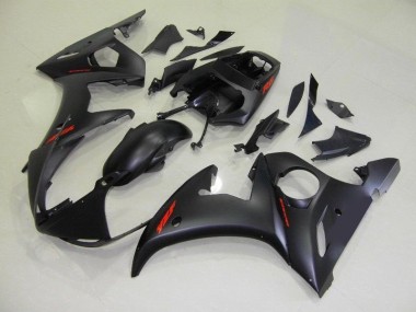Yamaha R6 2003-2005 - Matt Schwarze und rote Aufkleber