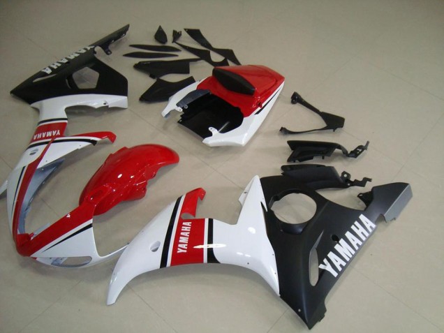 Yamaha R6 2003-2005 - Rot Weiß Matt Schwarz Yamaha R6 2003-2005 - Rot Weiß Matt Schwarz