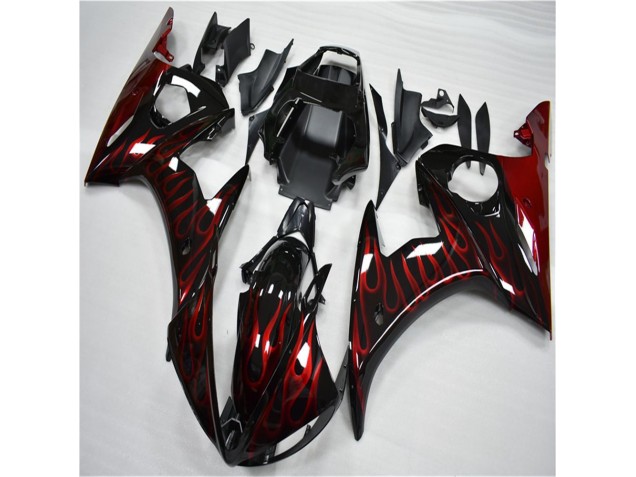 Yamaha R6 2003-2005 - Schwarz rote Flamme Yamaha R6 2003-2005 - Schwarz rote Flamme