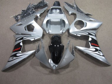 Yamaha R6 2003-2005 - Silber Schwarz Rot Aufkleber