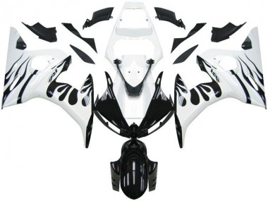 Yamaha R6 2003-2005 - Weiß Flamme Schwarz