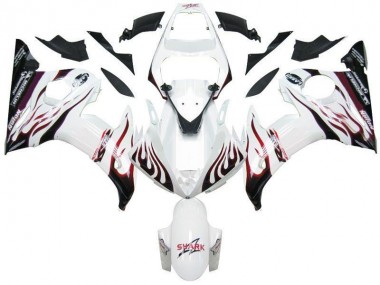 Yamaha R6 2003-2005 - Weiß Schwarz Rot Flamme